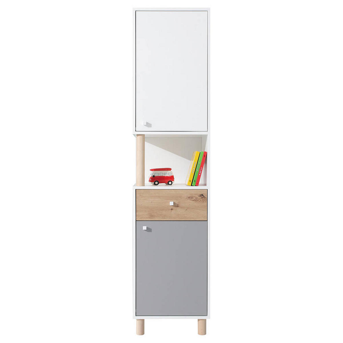 SCHLAFZIMMER Set 7-tlg. – FARO System – Grau / Weiß - Grau, Holzwerkstoff (90/190/90cm) - hi-markt