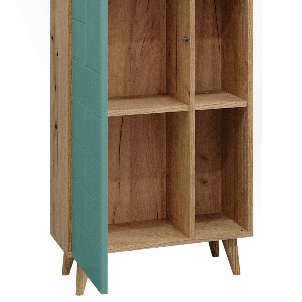 BADSCHRANK Rudi Mintgrün 56 x 193 cm mit Türen, und offenen Fächern - Mintgrün, Holzwerkstoff (56/193/30.6cm) - Vicco