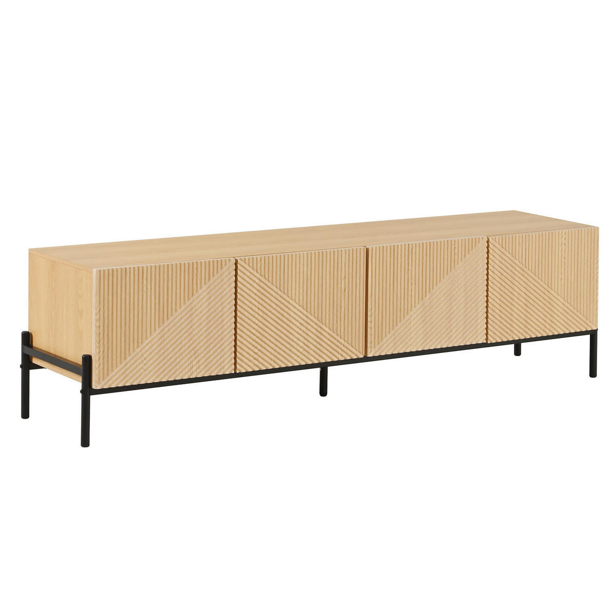 LOWBOARD 163,5/40/45 cm aus MDF mit 4 Türen und Drucköffnung Natur - Hellbraun, Holzwerkstoff (163.5/45/40cm) - Modenvie