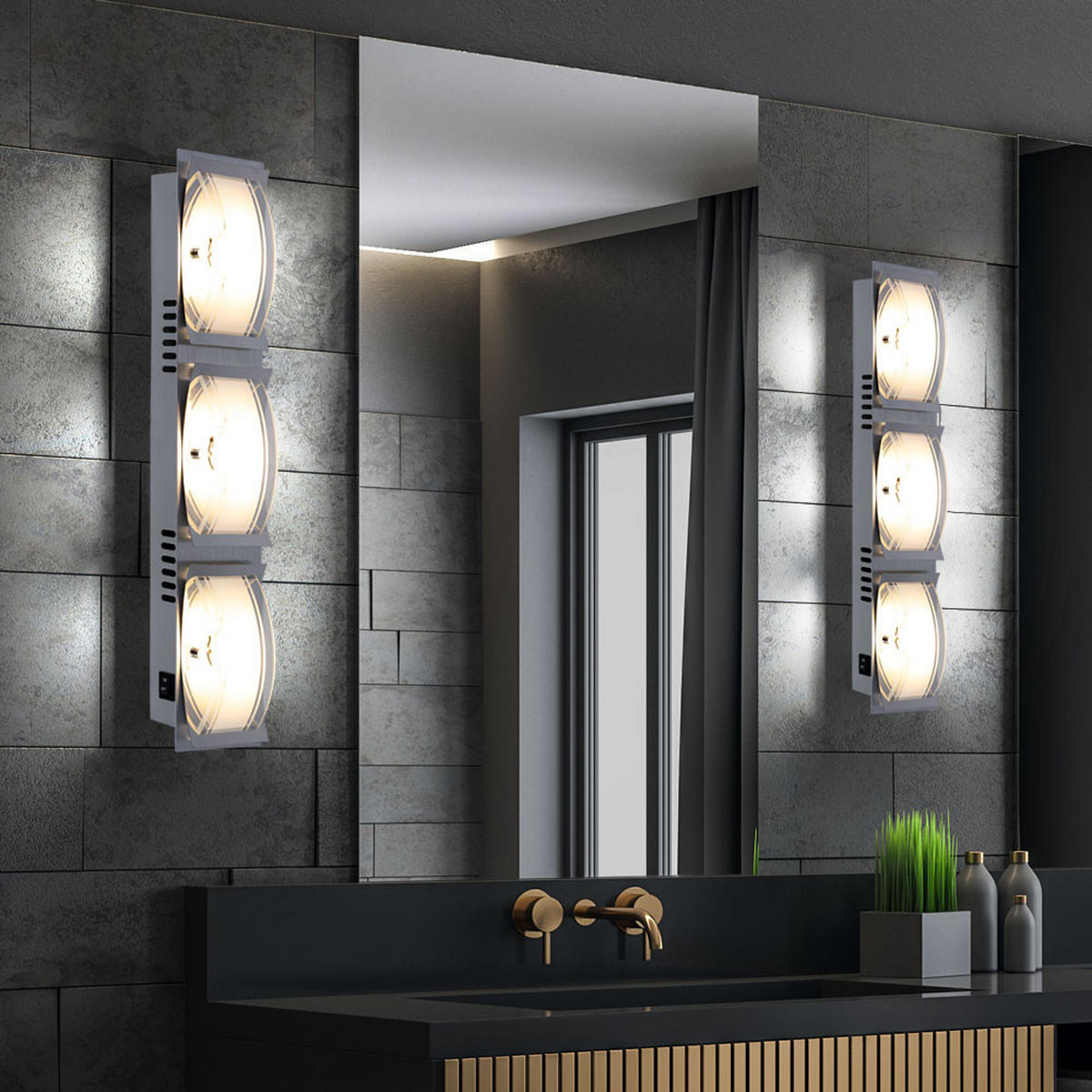 LED WANDLEUCHTE ADONIA Silber Aluminium Glas klar satiniert - Silberfarben, Glas (10/6.5/45cm) - Esto