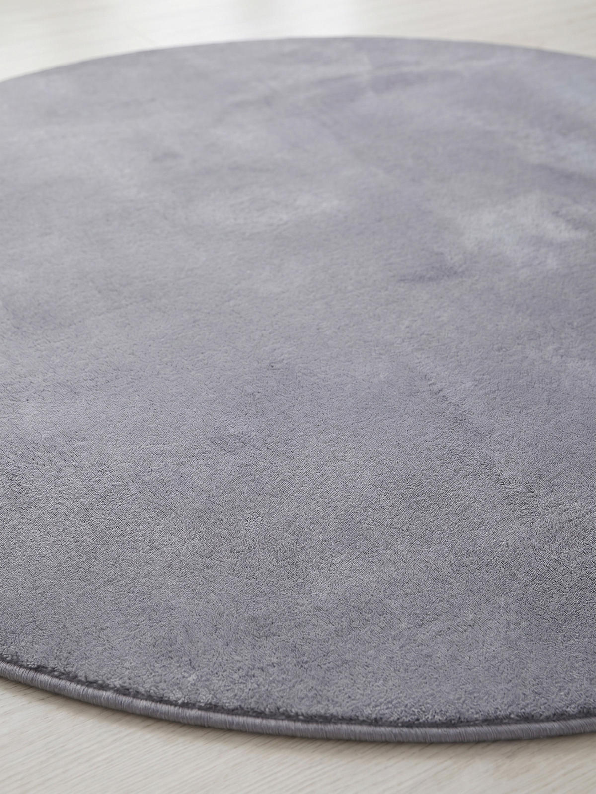 KURZFLORTEPPICH Waschbar NECKAR, einfarbig, aus Polyester, Grau, Ø 120 cm - Grau, Textil (120/120cm) - KADIMA DESIGN