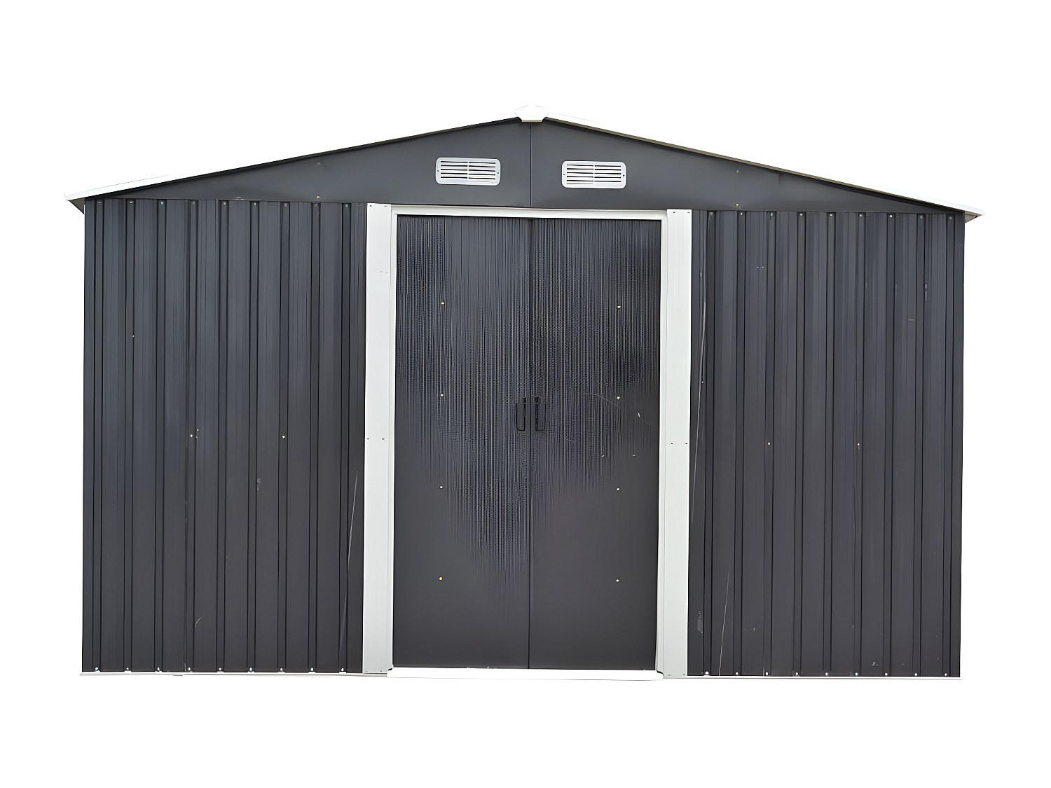 SCHREBERGARTENHAUS - 312 cm x 377 cm - metall - anthrazitgrau Manso - Anthrazit, Metall (312/170/377cm) - Vente-Unique