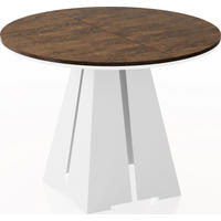 ESSTISCH Kova runder ausziehbarer, Lefkas Eiche 120-200/120/76 cm - Alteiche/Weiß, Holzwerkstoff/Metall (120/120/76cm) - WFL GROUP