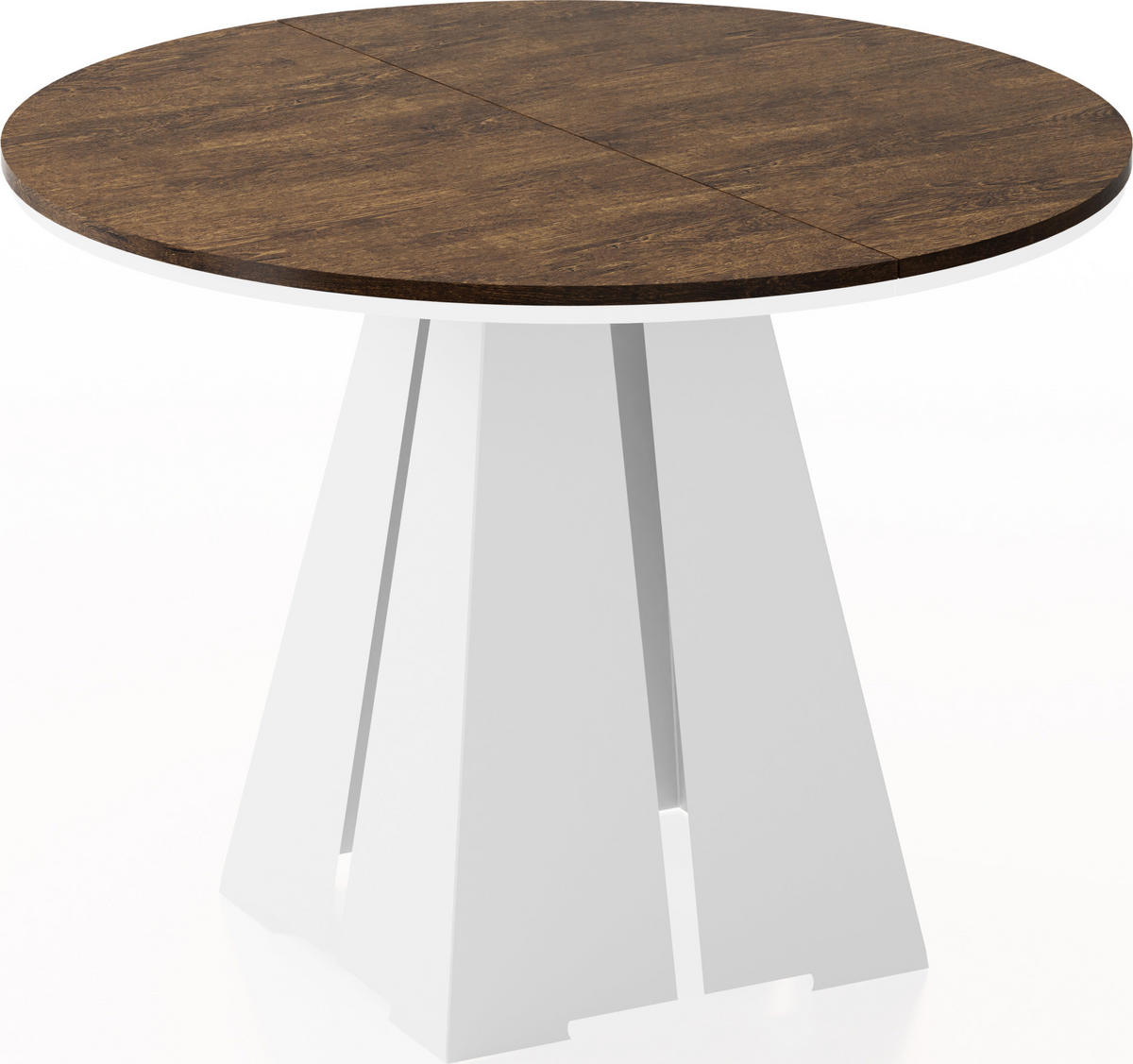 ESSTISCH Kova runder ausziehbarer, Lefkas Eiche 120-200/120/76 cm - Alteiche/Weiß, Holzwerkstoff/Metall (120/120/76cm) - WFL GROUP