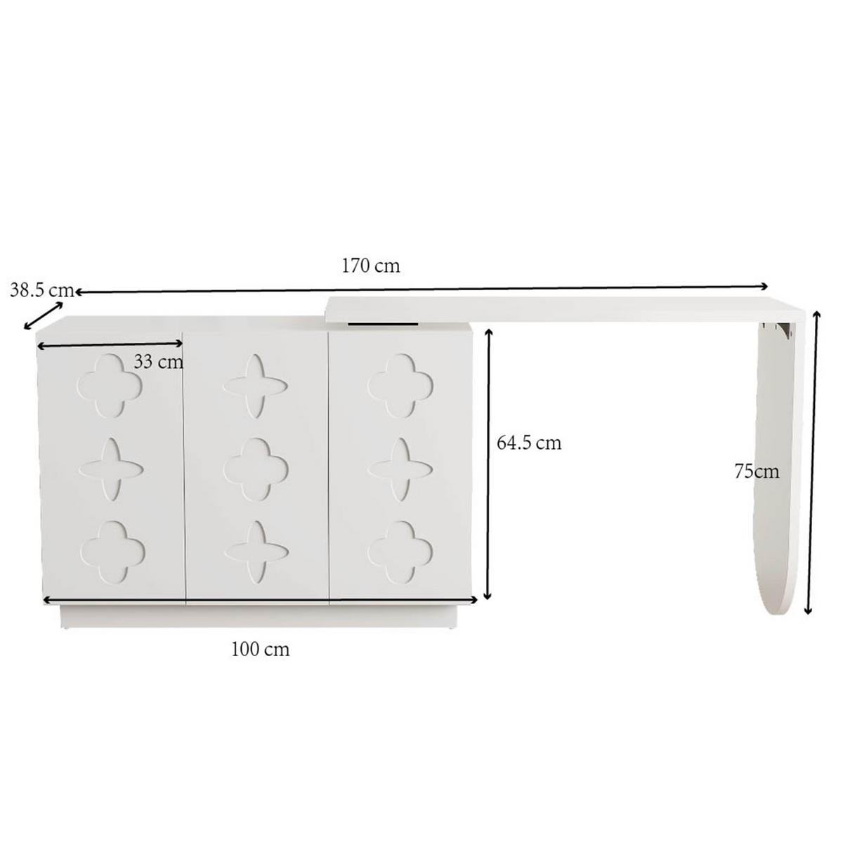 SCHREIBTISCH in Weiß L-förmig drehbar Eck-Computertisch, Büro ,Frisiertisch multifunktional B110/T40/H75cm - Weiß, Holzwerkstoff (40/110/75cm) - STILVORA
