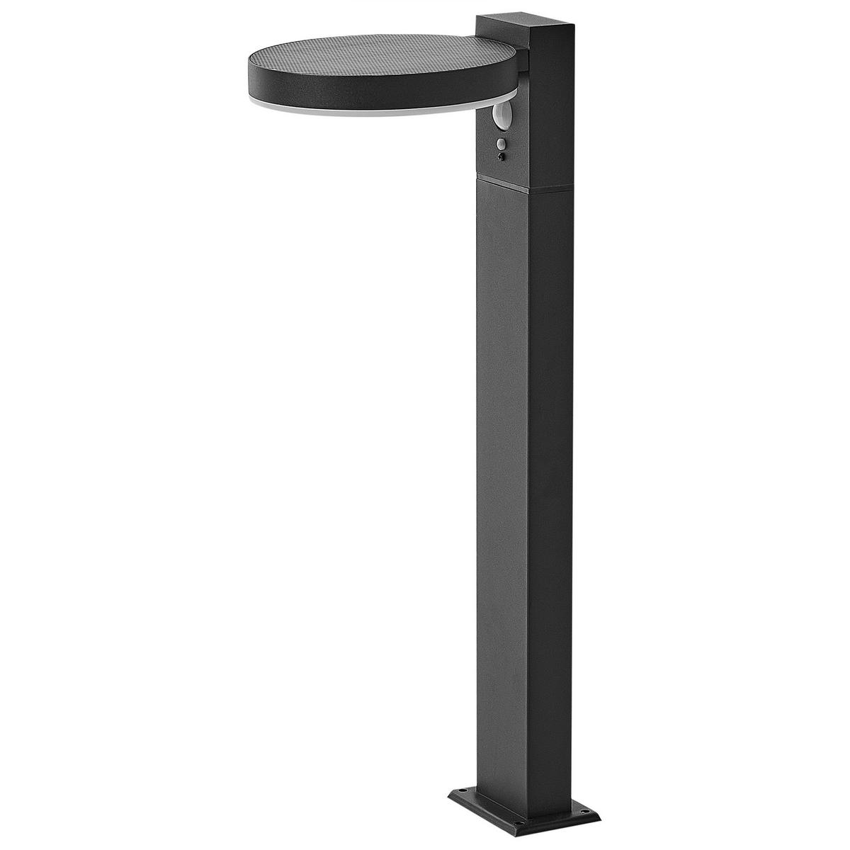 SOLAR-LED-POLLERLEUCHTE Schwarz Parkers - Schwarz, Metall (19/19/50cm) - Beliani