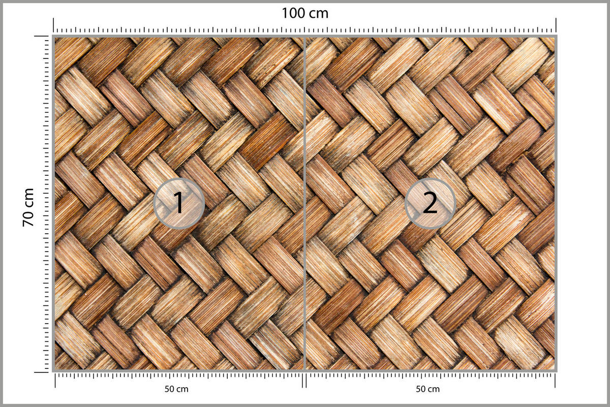 FOTOTAPETE für Küche Weiden Imitation Braune Wand Rustikal Modern 100x70 - Beige/Braun, Papier (100/70cm) - Muralo