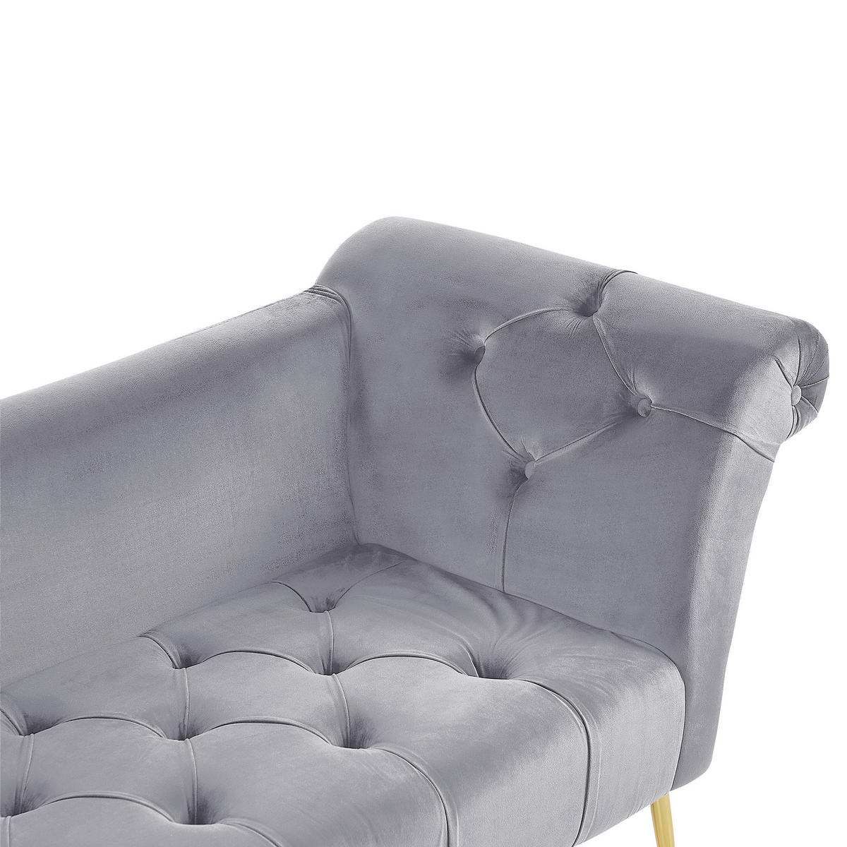 CHAISELONGUE Samtstoffhellgrau/gold Nantilly - Goldfarben/Grau, Textil (175/76/70cm) - Beliani