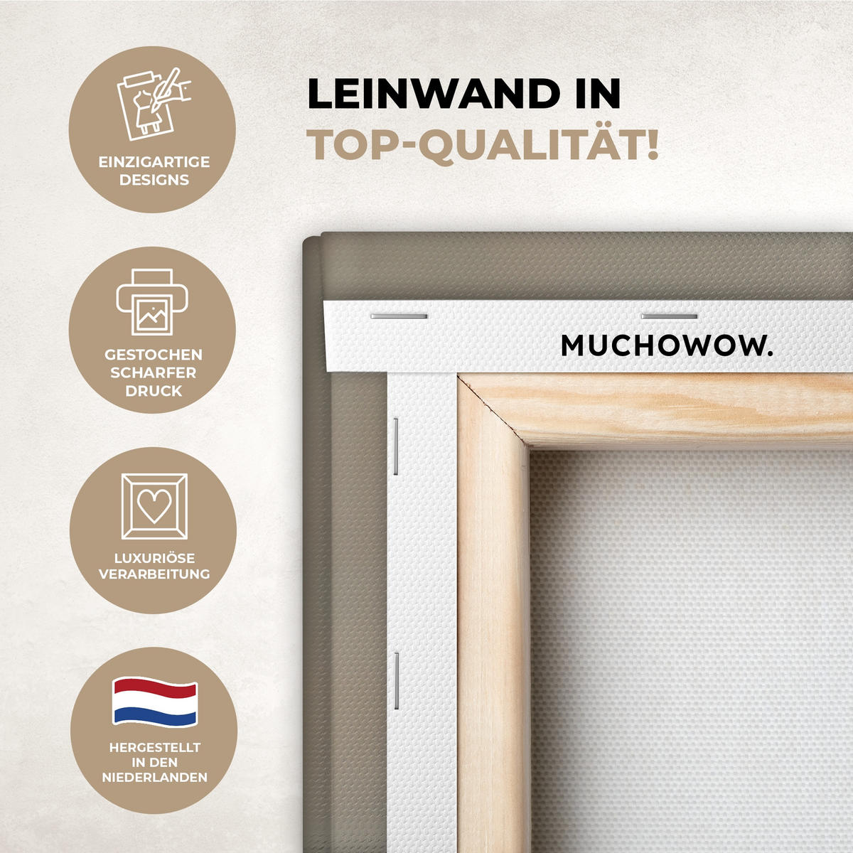 LEINWANDBILD Weihnachten - Weihnachtsbaum - Schnee - Kunst 90x90 cm - Champagner, Textil (90/90cm) - MuchoWow