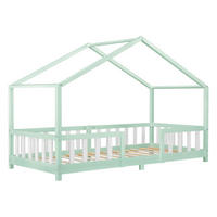 HAUSBETT Treviolo - Weiß/Mintgrün, Holz (90/200cm) - [en.casa]