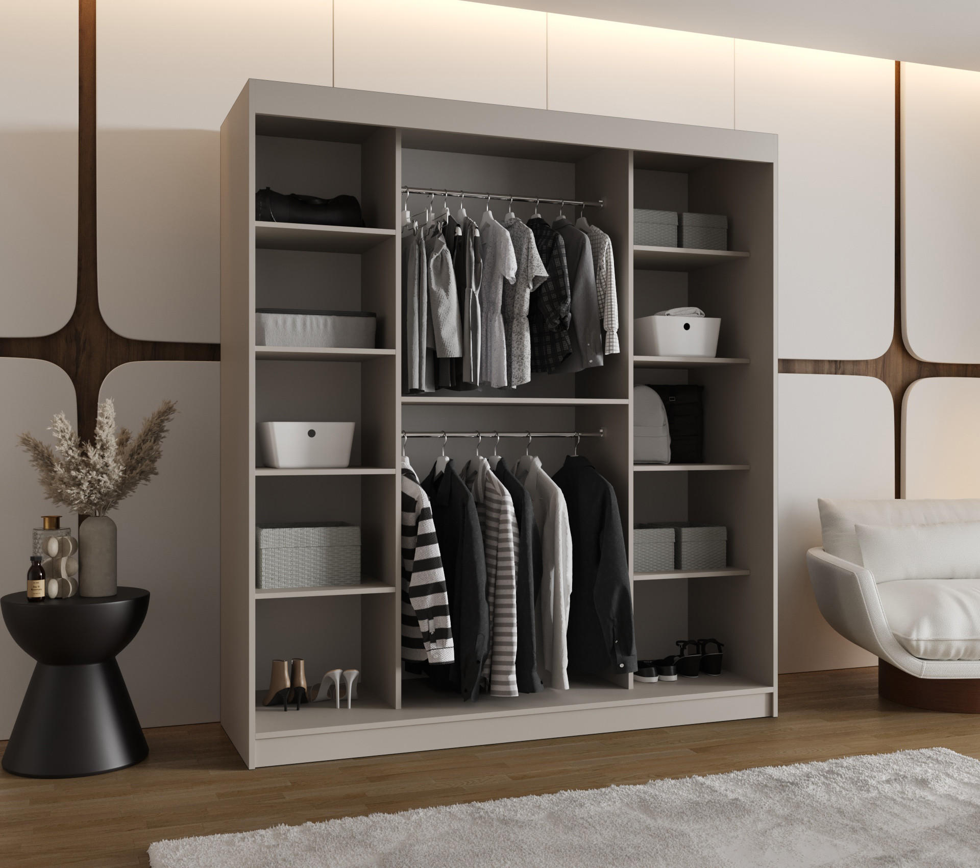 SCHWEBETÜRENSCHRANK 200/180/62 2-türig - Kaschmir, Holz (180/200/62cm) - Abiks Möbel