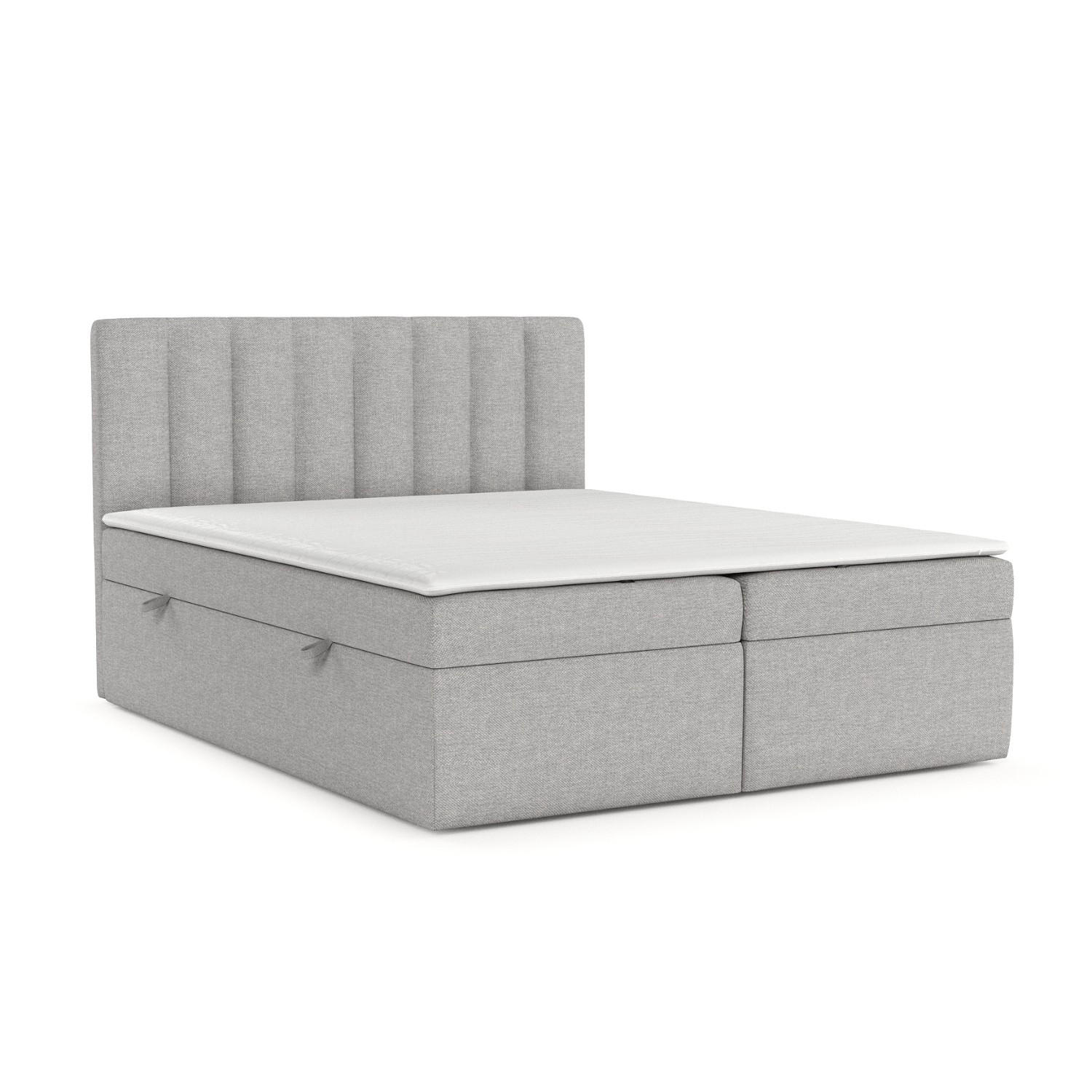 BOXBETT Amaro 180/200 cm Graubeige im Megan Stoff - Schwarz/Grau, Holz/Holzwerkstoff (180/200cm) - AltaBeds