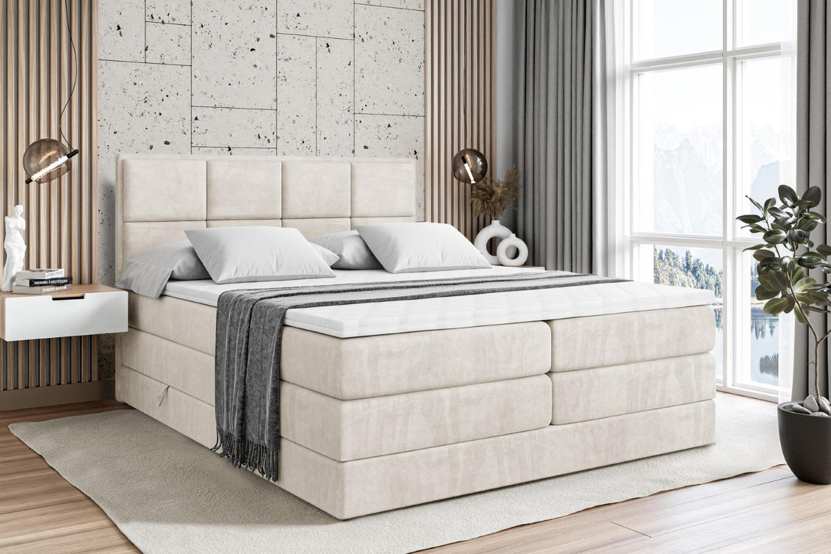 BOXSPRINGBETT NOVA KING - 140 x 200 - H3/H4 - Ecru - Ecru, Holzwerkstoff (140/200cm) - ALTDECOR