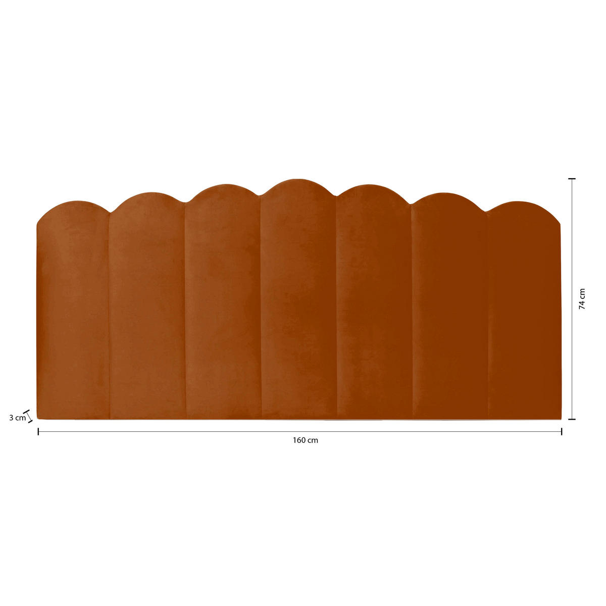 KOPFTEIL aus Terrakotta-Samt 160/74/3 cm SHELL - Braun, Textil (160/74/3cm) - RNT By Really Nice Things