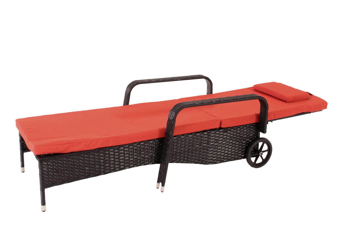 POLY-RATTAN SONNENLIEGE Anthrazit, Orange - Anthrazit/Orange, Kunststoff (71/108/197cm) - MCW