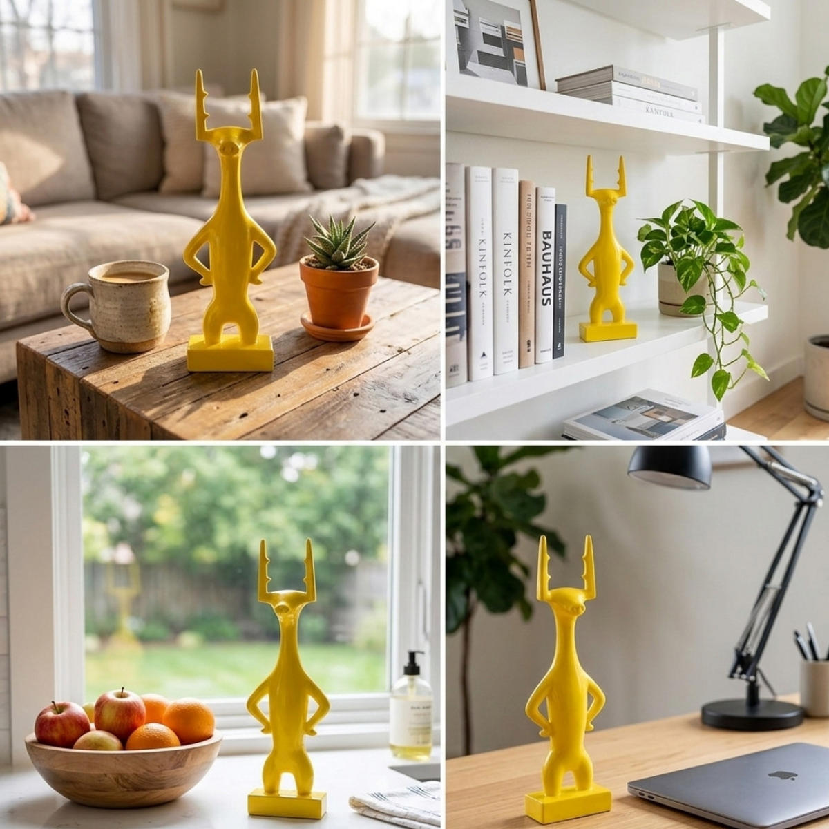 DEKO SKULPTUR HIRSCH Gelb Polyresin Figur Modern - Gelb, Keramik (10/25/6cm) - COCOMaison