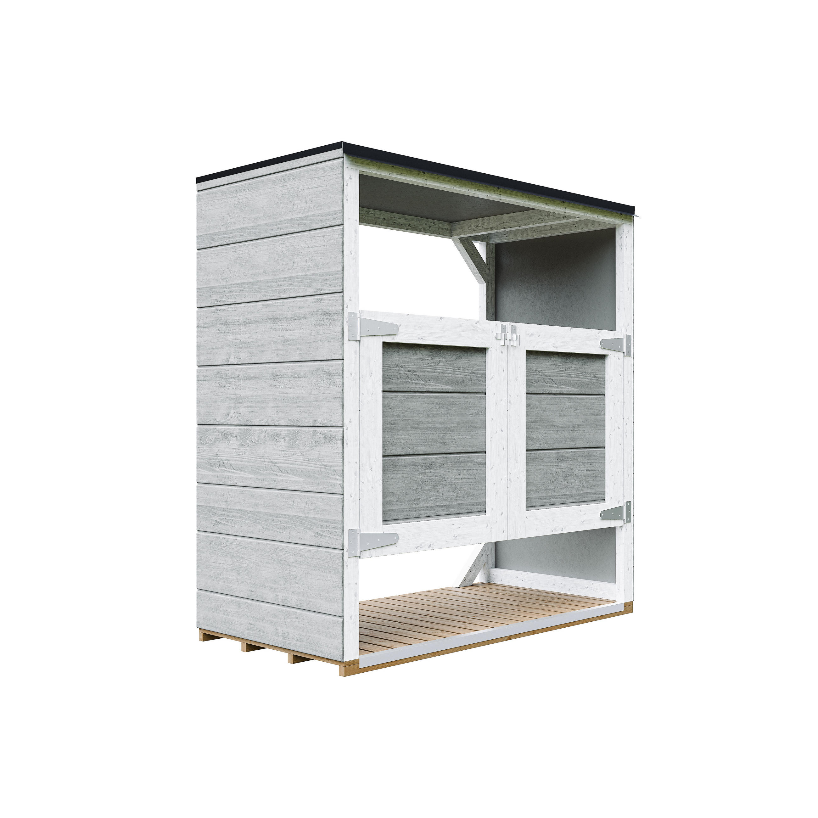 MÜLLTONNENBOX 2er 240L, M980A-TUNDRA GREY, aus wetterfestem LP Smartside Holz - Grau, Holz (153/159/75cm) - Timbela