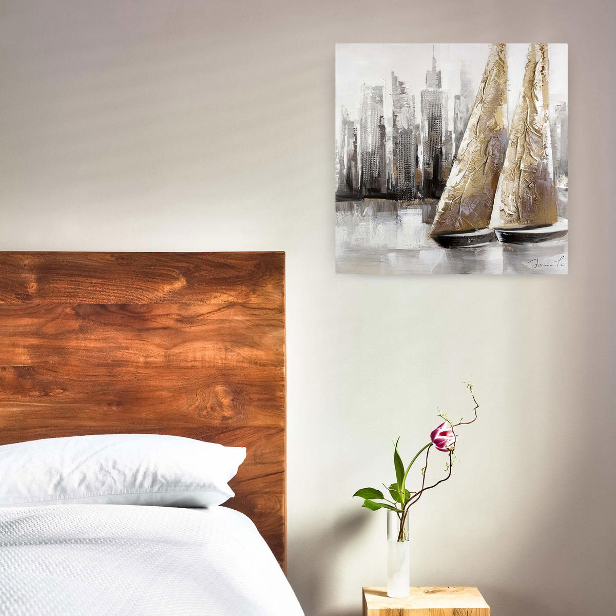 ÖLGEMÄLDE 80/80 cm - Grau, Holz/Textil (1.6/80cm) - KUNSTLOFT