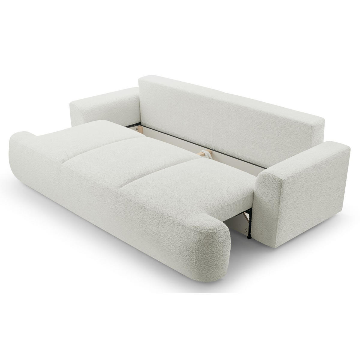 3-SITZER SOFA Barletto Hellbeige Bouclé - Ecru/Schwarz, Holz/Textil (248/94/110cm) - Selsey