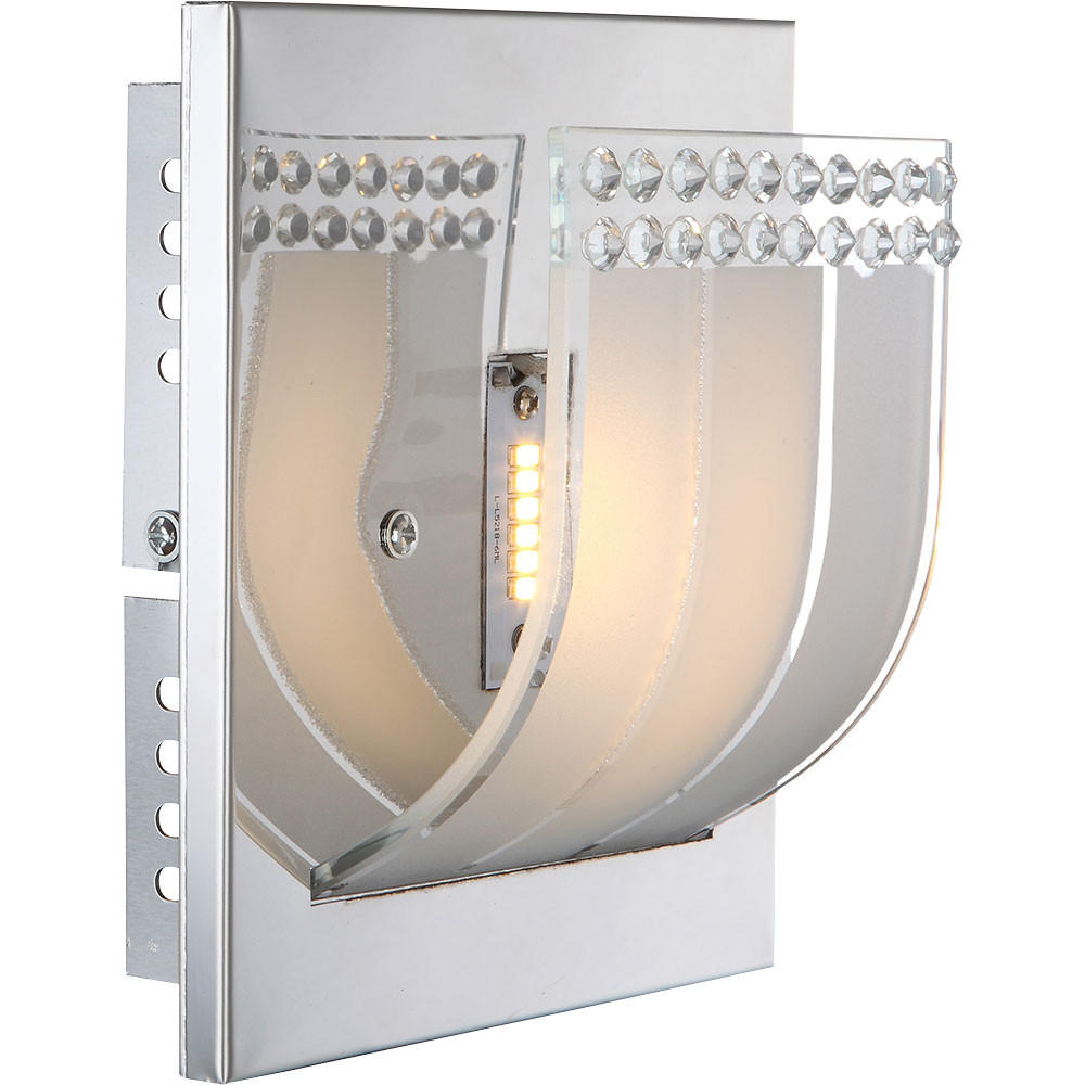 LED WANDLEUCHTE Kristalloptik Silber Metall - Silberfarben, Glas (16/9/14cm) - Globo Lighting