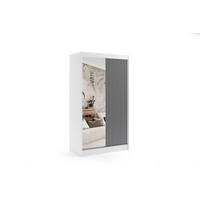 KLEIDERSCHRANK VILAN mit Spiegel - 120 cm - Weiß|Schwarz - Schwarz/Weiß, Holzwerkstoff (120/215/61cm) - ALTDECOR