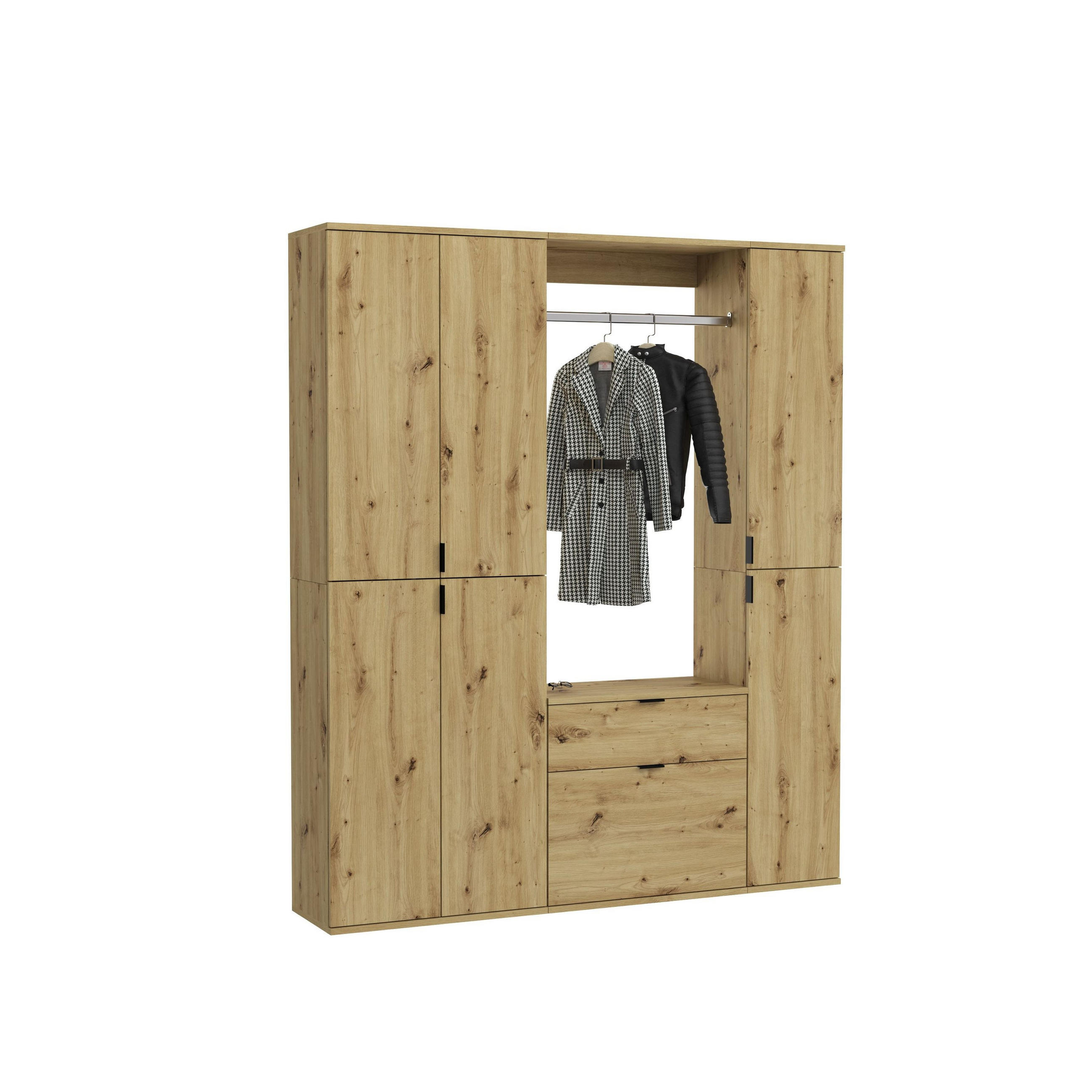 Homes & Jones Garderobe Eiche Artisan 152x193x34 cm