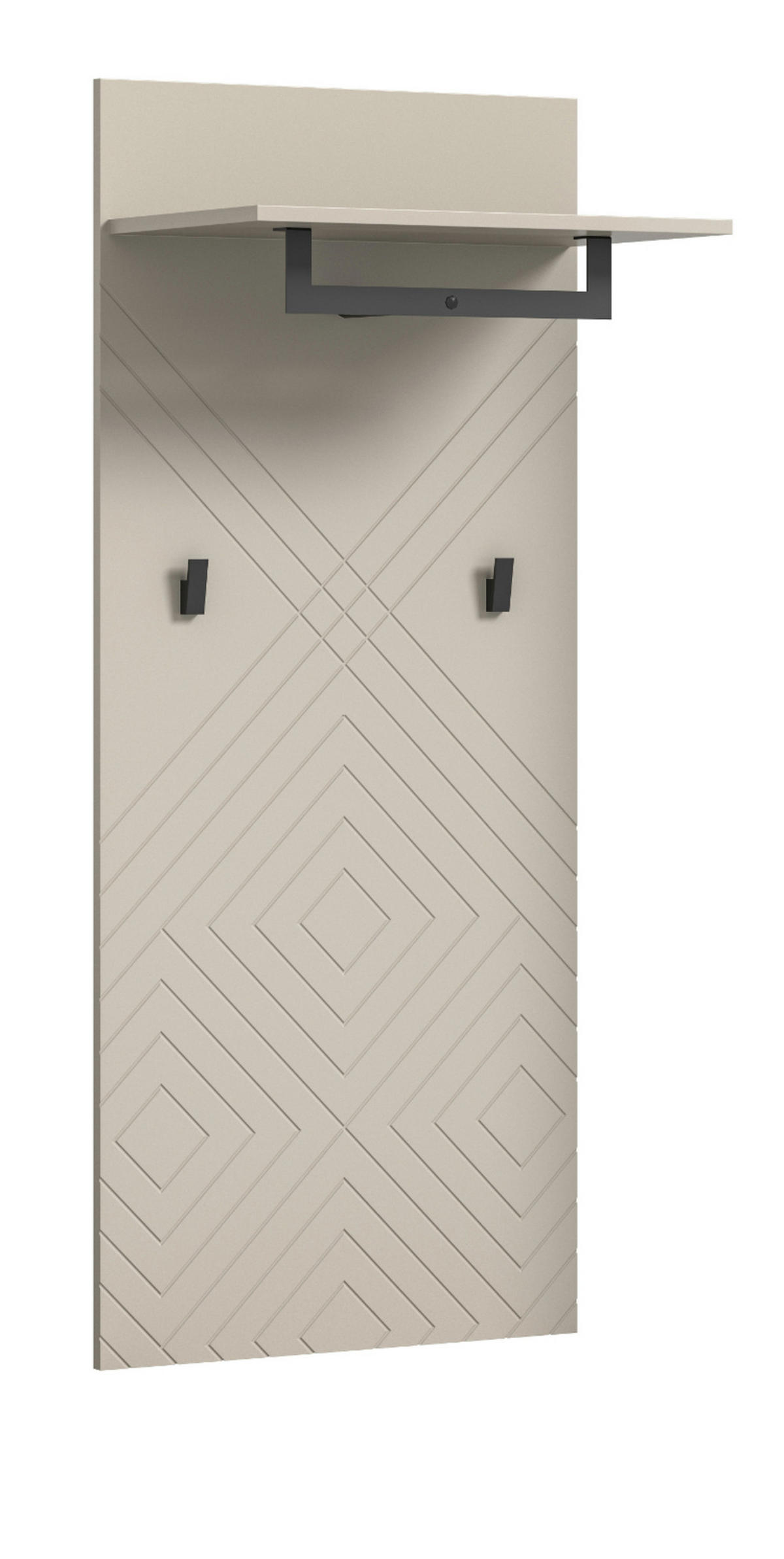 GARDEROBENPANEEL sand 60 cm, Wandgarderobe mit Kleiderstange - Sandfarben/Beige, Holzwerkstoff/Metall (60/140/35cm) - Inn.Furn