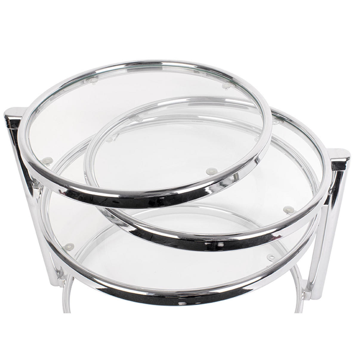 BEISTELLTISCH Double Swivel Chroom 1/58/43 cm - Silberfarben, Glas (1/58/43cm) - Leitmotiv