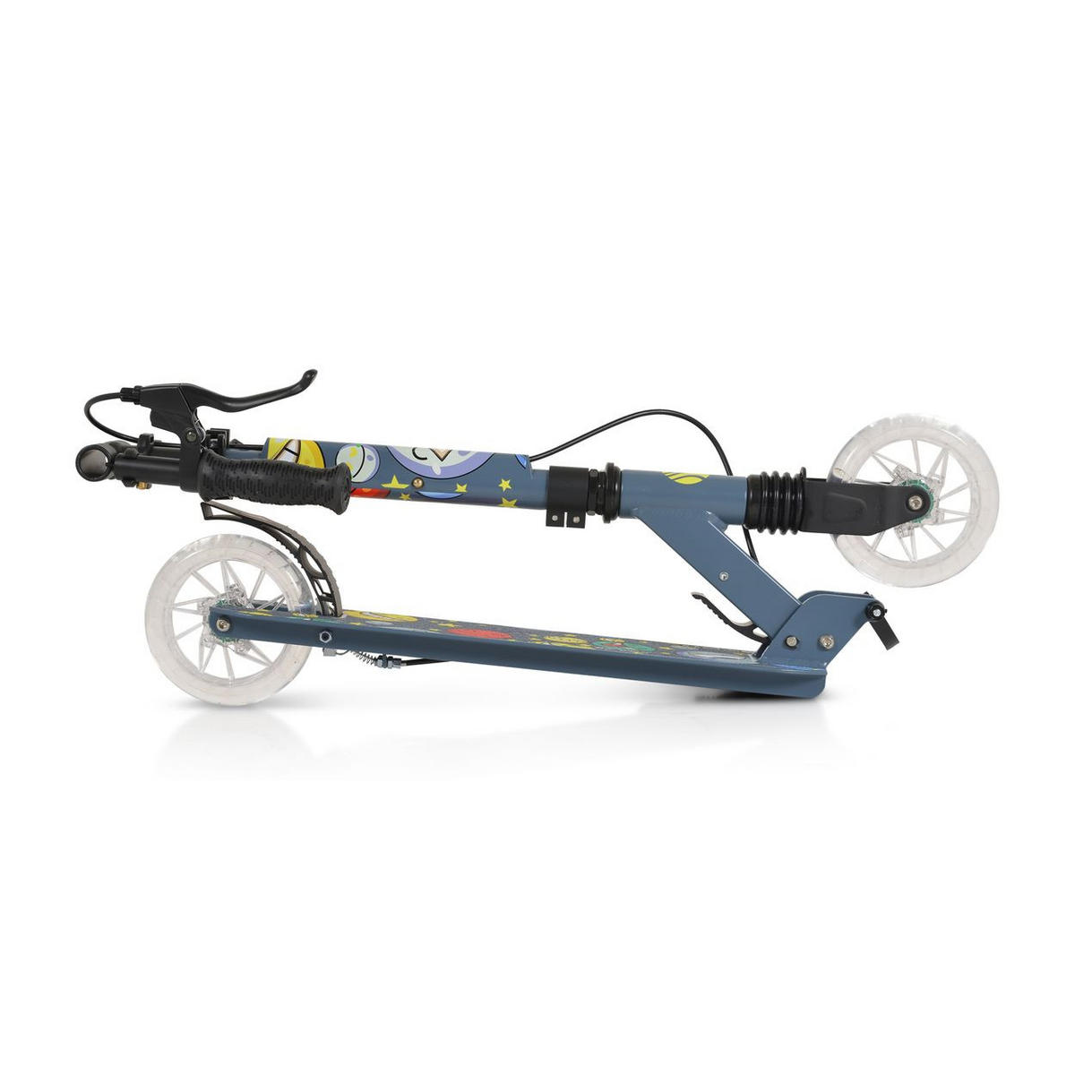 KINDERROLLER Snazzy grau LED-Räder, Frontstoßdämpfer, Seitenständer, Hinterradbremse, faltbar - Grau, Metall (89/40/74cm)