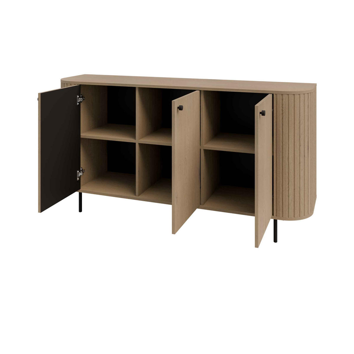 KOMMODE BOLLA 164,6/85,4/42,3cm mit Schubladen 3 Türen Eichefarben - Eichefarben, Holzwerkstoff (164.6/85.4/42.3cm) - MASSENO