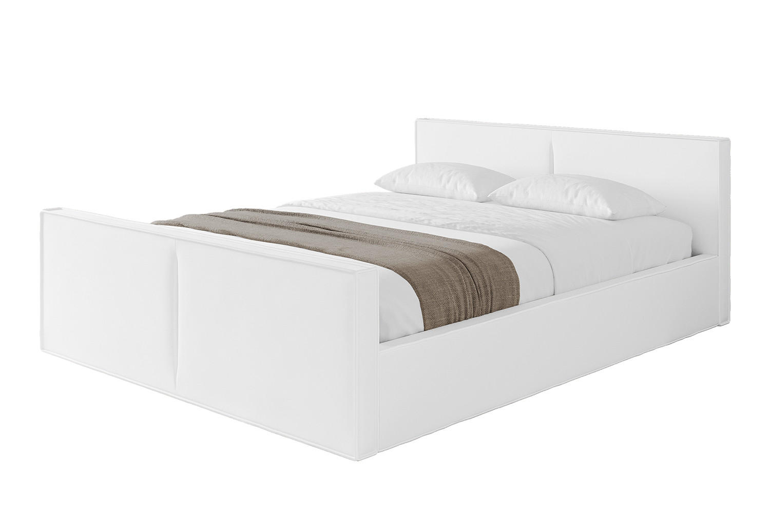 POLSTERBETT mit Bettkasten, Fußteil und Lattenrost, Boxbett ohne Matratze - EMMI-Z-V1 160x200 Weiß Kunstleder - Weiß Hochglanz, Holzwerkstoff/Textil (160/200cm) - ALTDECOR