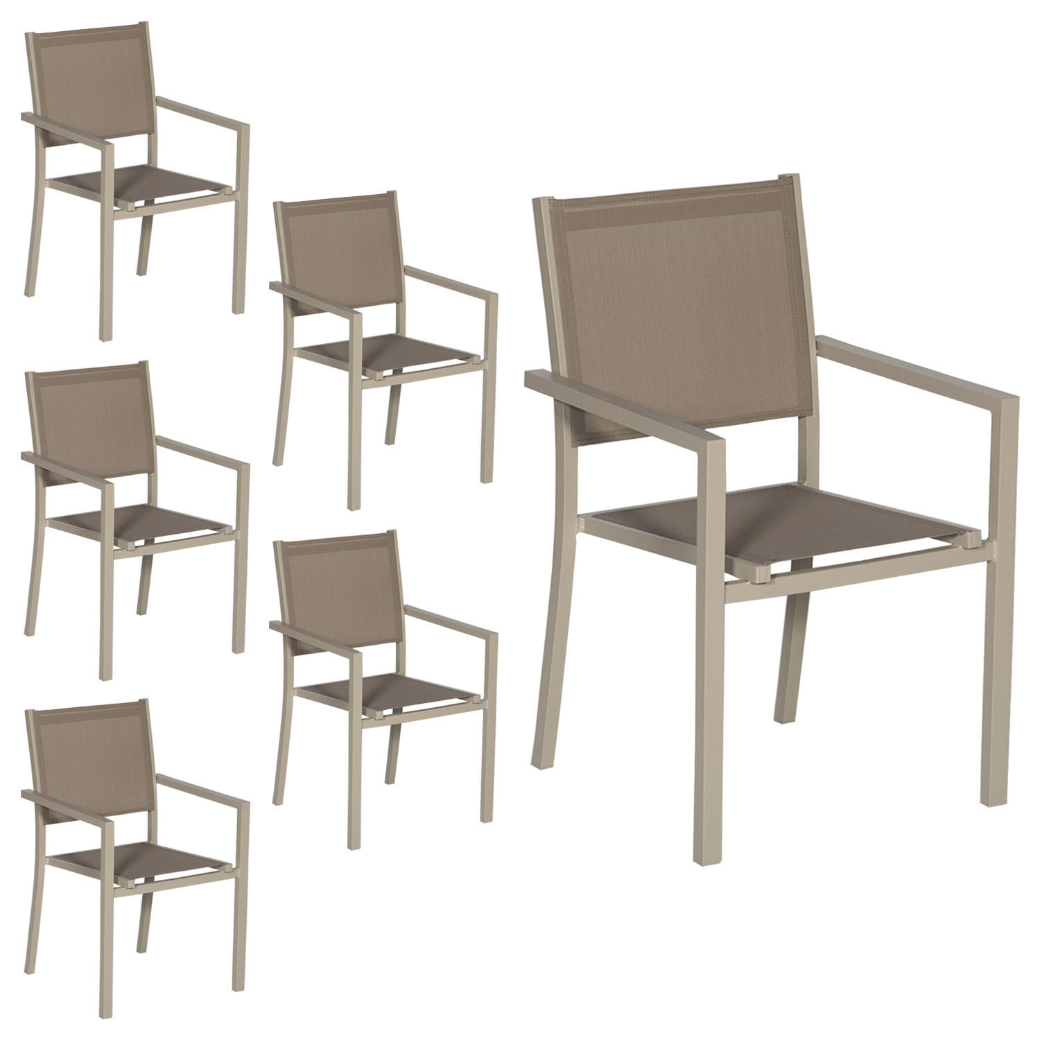 GARTENSTÜHLE Taupe 6er-Set - Braun, Kunststoff (57/89.5/56.5cm) - Happy Garden