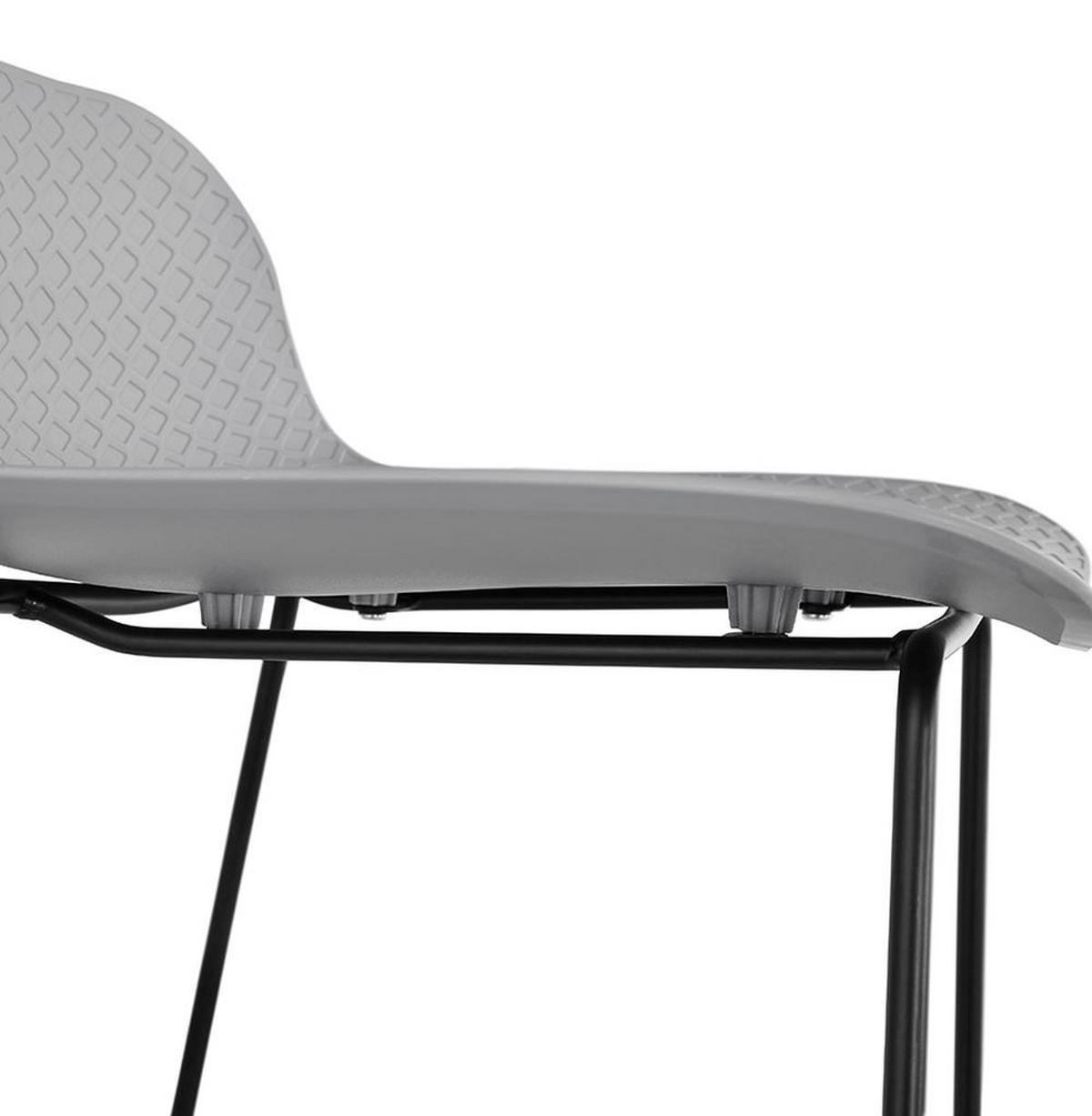 SITZHOCKER Kunststoff Metallgestell Sitzhöhe 66cm Industriedesign JORALI MINI, Grau-Schwarz 48x53x85 cm - Schwarz/Grau, Kunststoff/Metall (48/85/53cm) - KADIMA DESIGN