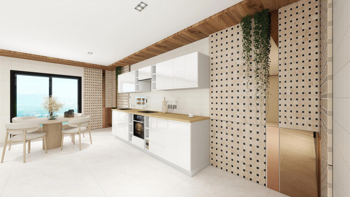 KÜCHENZEILE 340 cm - Aspen KA14-M340- in Weiß/Hochglanz - Weiß Hochglanz, Holz (340/212/52cm)