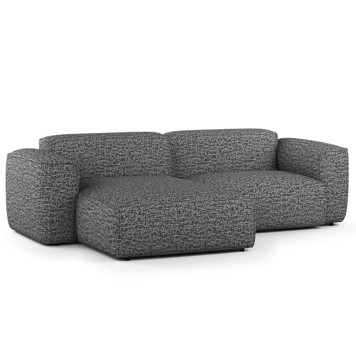 1,5-SITZER ECKSOFA mit Longchair - Schwarz/Grau, Kunststoff/Textil (260/173cm) - home24