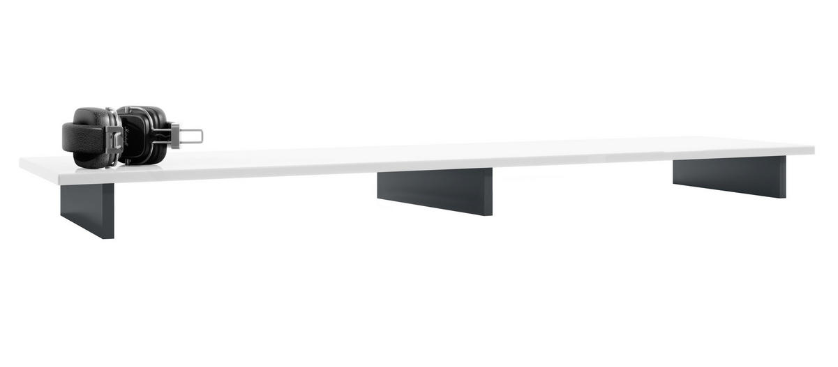 TVAUFSATZ Game Schwarz matt / Weiß Hochglanz - Weiß Hochglanz/Schwarz, Holzwerkstoff (138.5/9.5/34.5cm) - Vladon