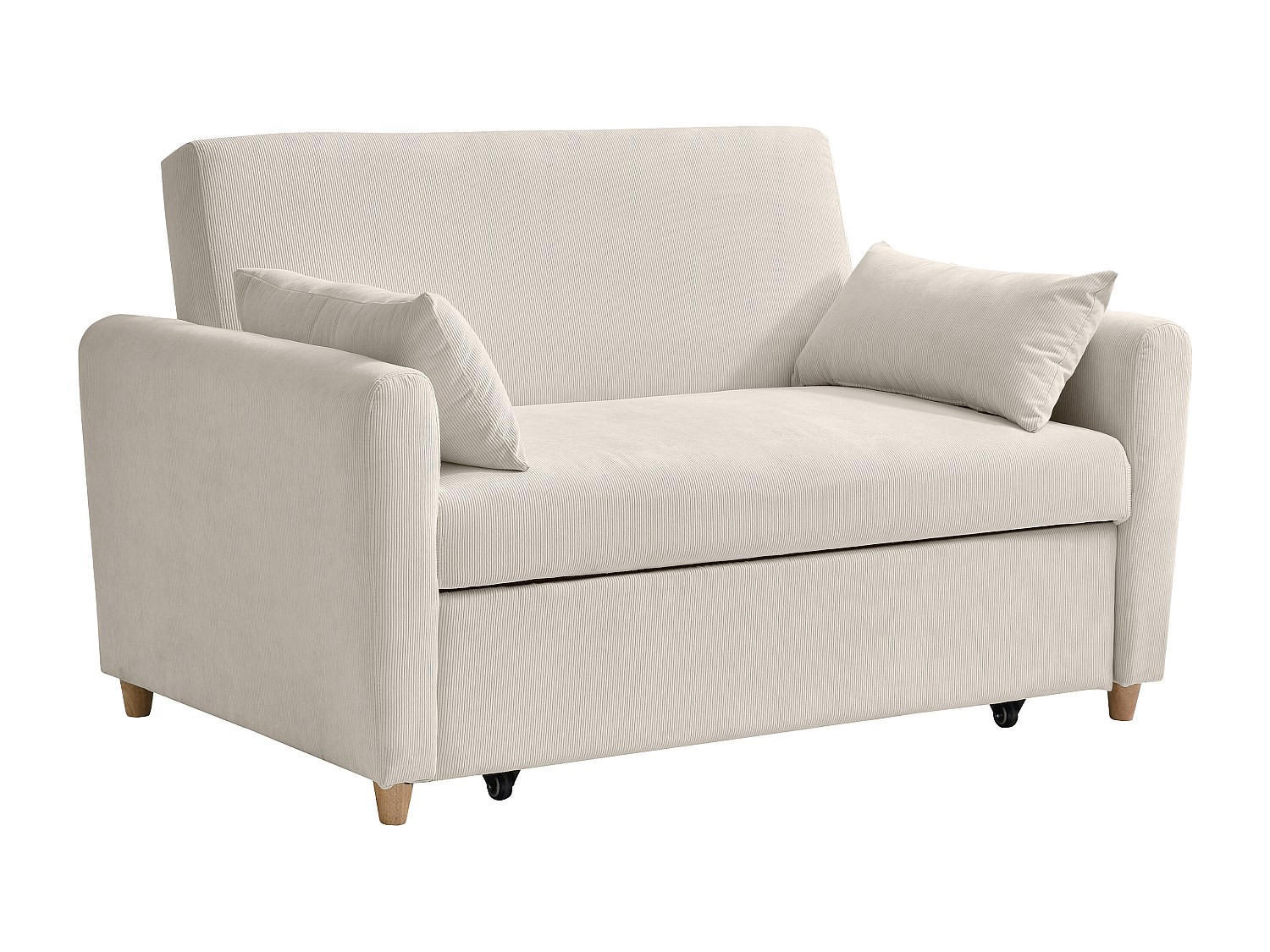 SOFA 2-Sitzer mit Schlaffunktion - Cord - Beige - AYLA - Beige, Textil (140/86/87cm) - Vente-Unique