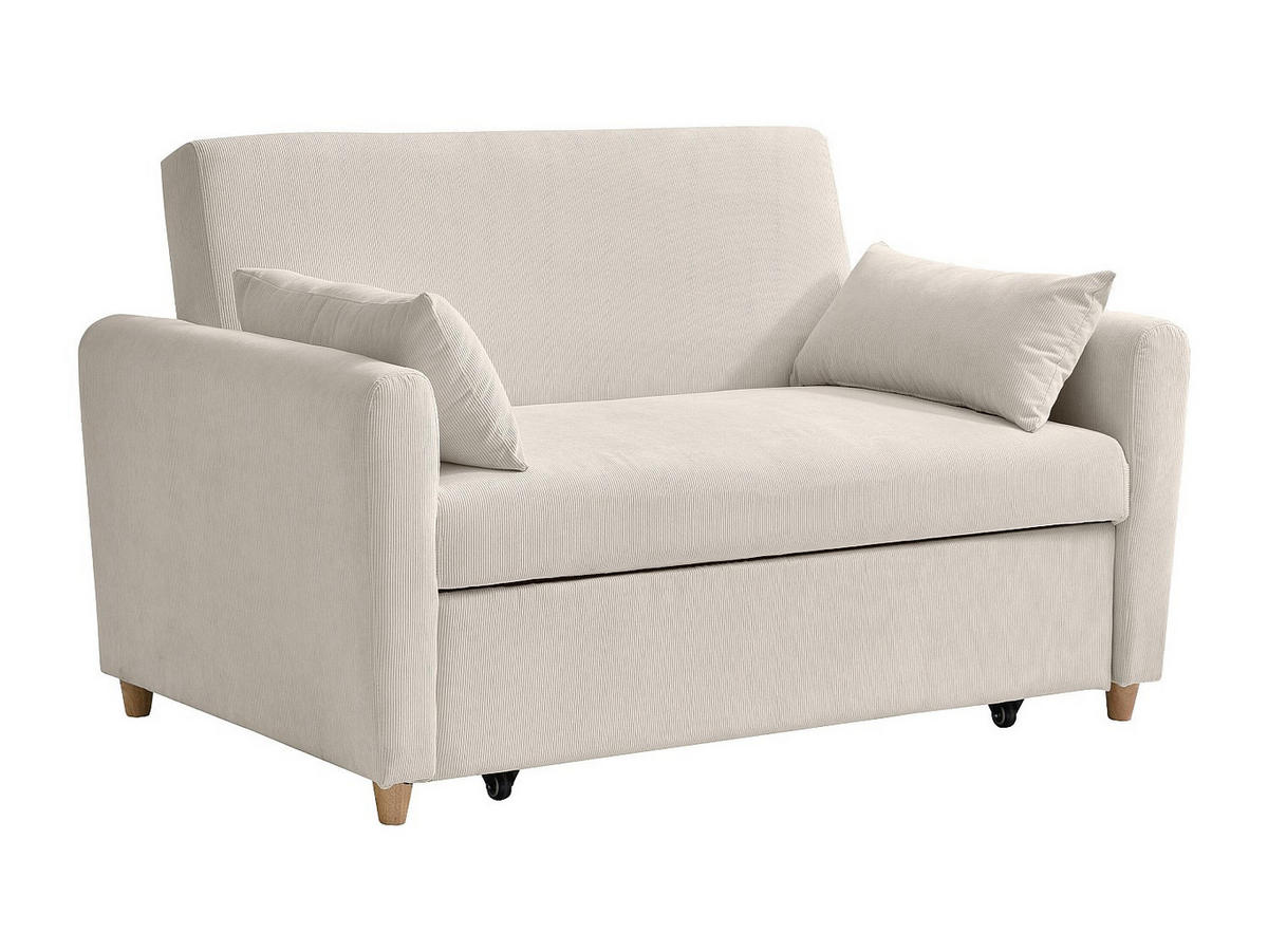 SOFA 2-Sitzer mit Schlaffunktion - Cord - Beige - AYLA - Beige, Textil (140/86/87cm) - Vente-Unique