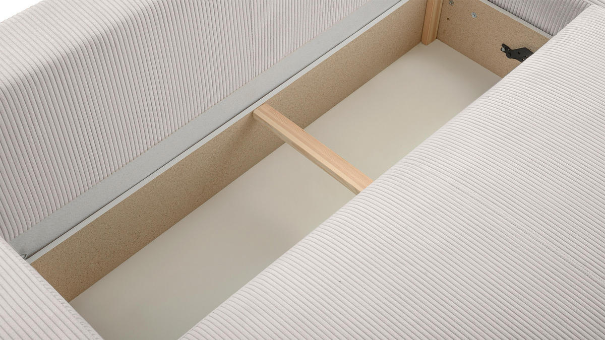 WOHNLANDSCHAFT Catea Weiß 364/145/85 cm mit Schlaffunktion - Creme/Schwarz, Kunststoff/Textil (364/84/145cm) - AX Living