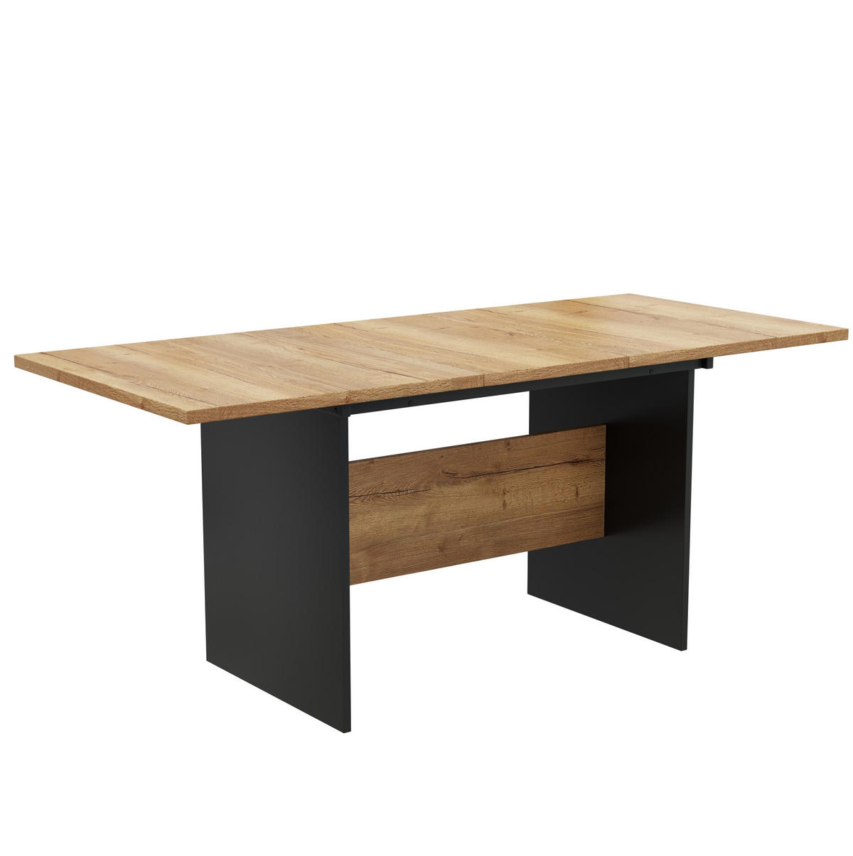 ESSTISCH, MDF mit Teleskopauszug, 140–180/80/75 cm, Schwarz/Dunkelwalnuss - Schwarz, Holzwerkstoff (180/80/75cm) - Redom