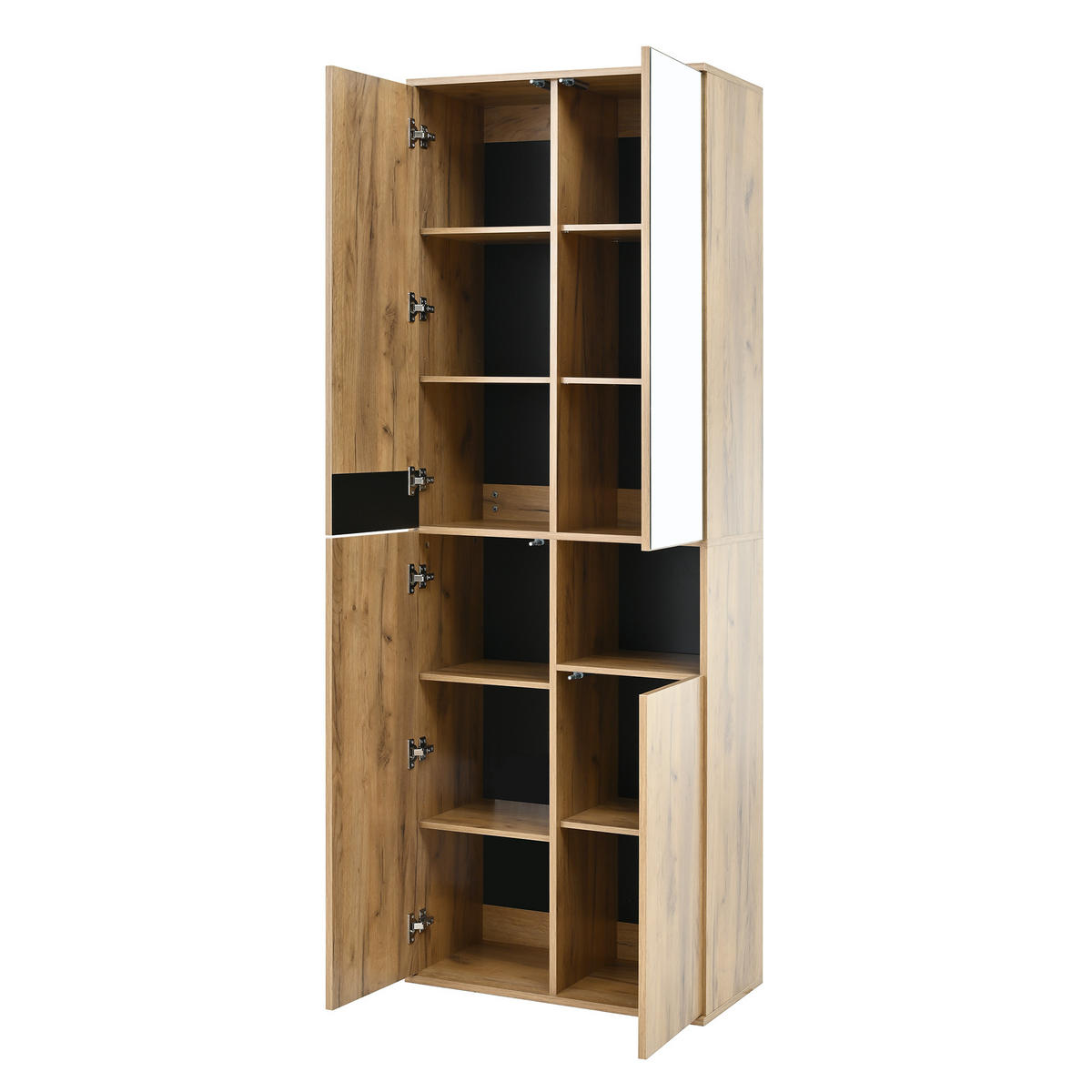 HIGHBOARD DE-37898 mit 4 Türen und Spiegel Holzfarbe - Naturfarben, Holzwerkstoff (65/190/35cm) - ComfortXL
