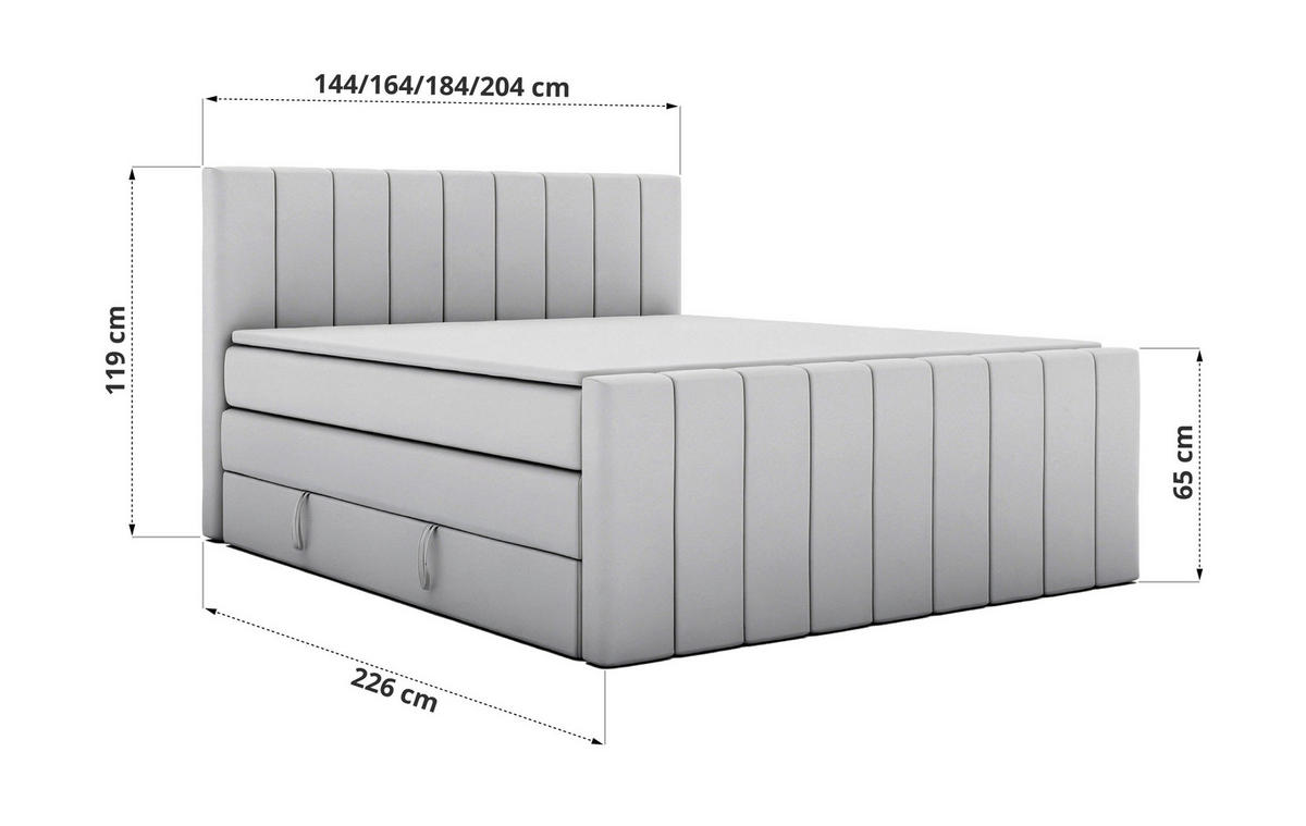 BOXSPRINGBETT ALVER KING DUO 200/200 - Dunkelgrau Velvet - H4 - Dunkelgrau, Textil (200/200cm) - MKS