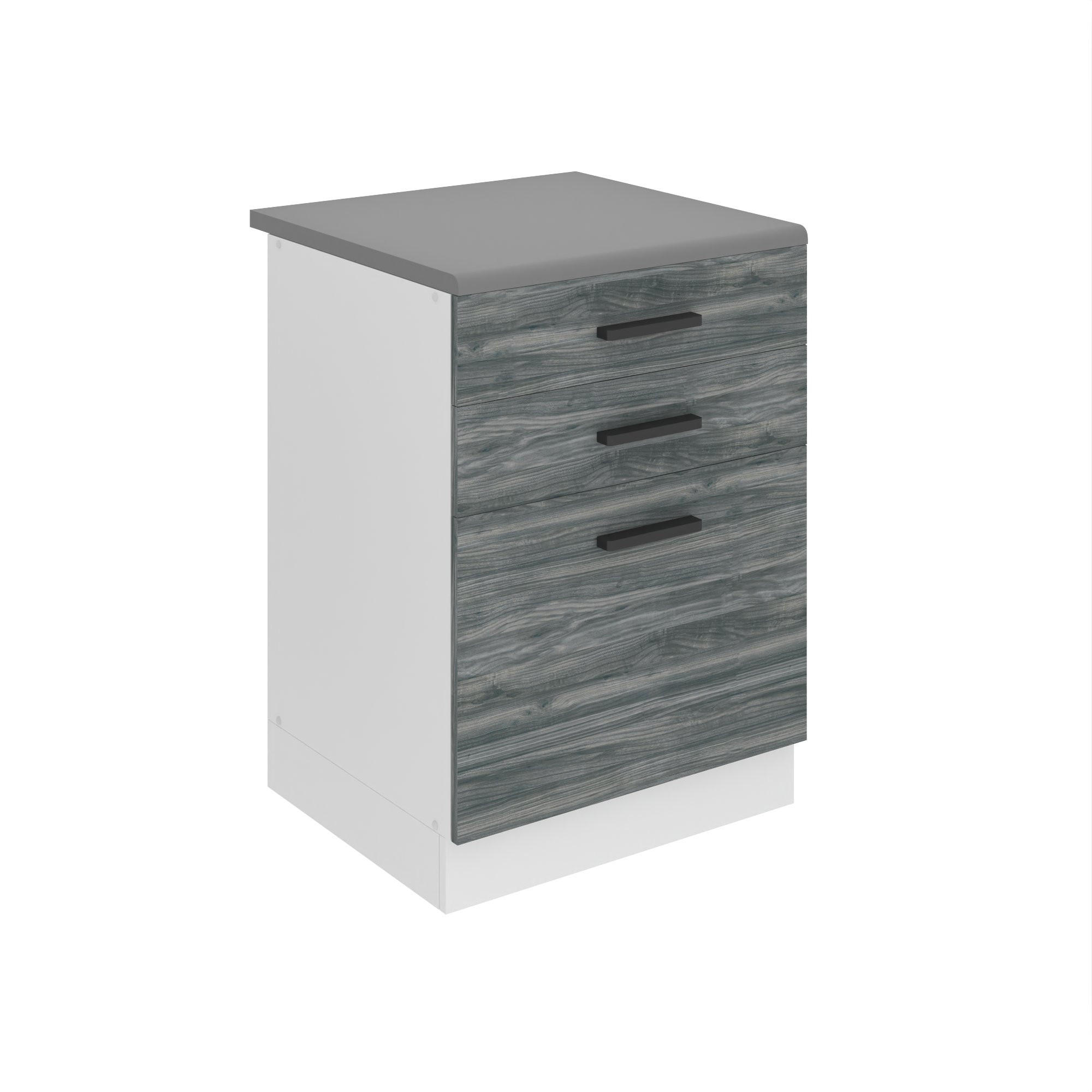 KÜCHENUNTERSCHRANK 60 cm SDSZ, mit Arbeitsplatte, mit Schubladen, Glamour Wood - Hellgrau, Holz (60/85/51.6cm) - B BELINI GROUP
