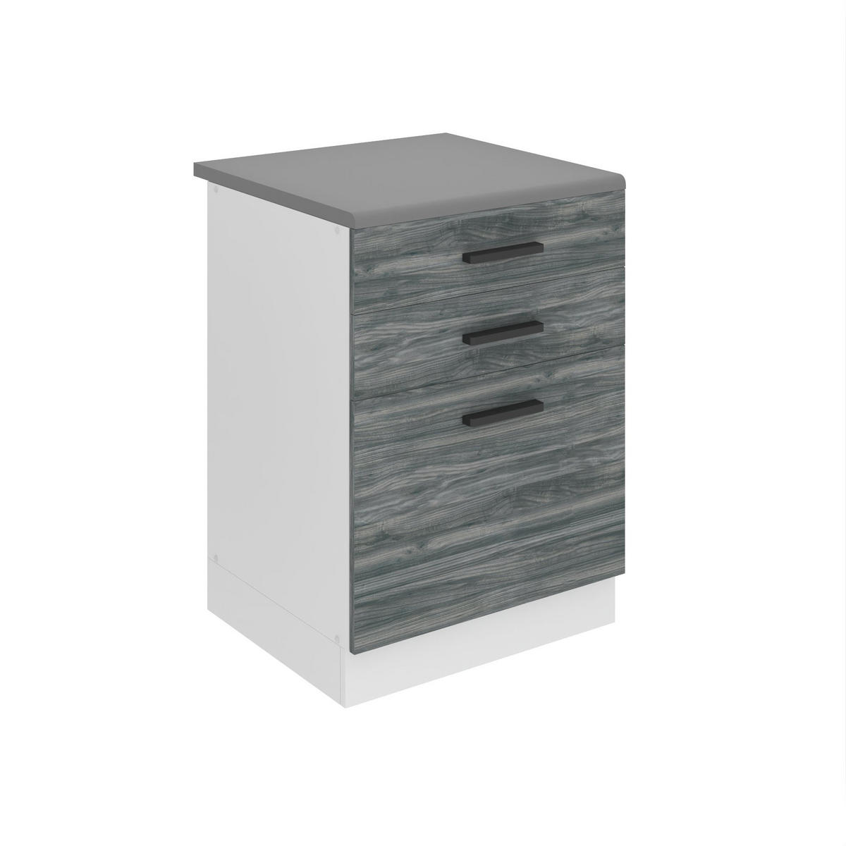KÜCHENUNTERSCHRANK 60 cm SDSZ, mit Arbeitsplatte, mit Schubladen, Glamour Wood - Hellgrau, Holz (60/85/51.6cm) - B BELINI GROUP