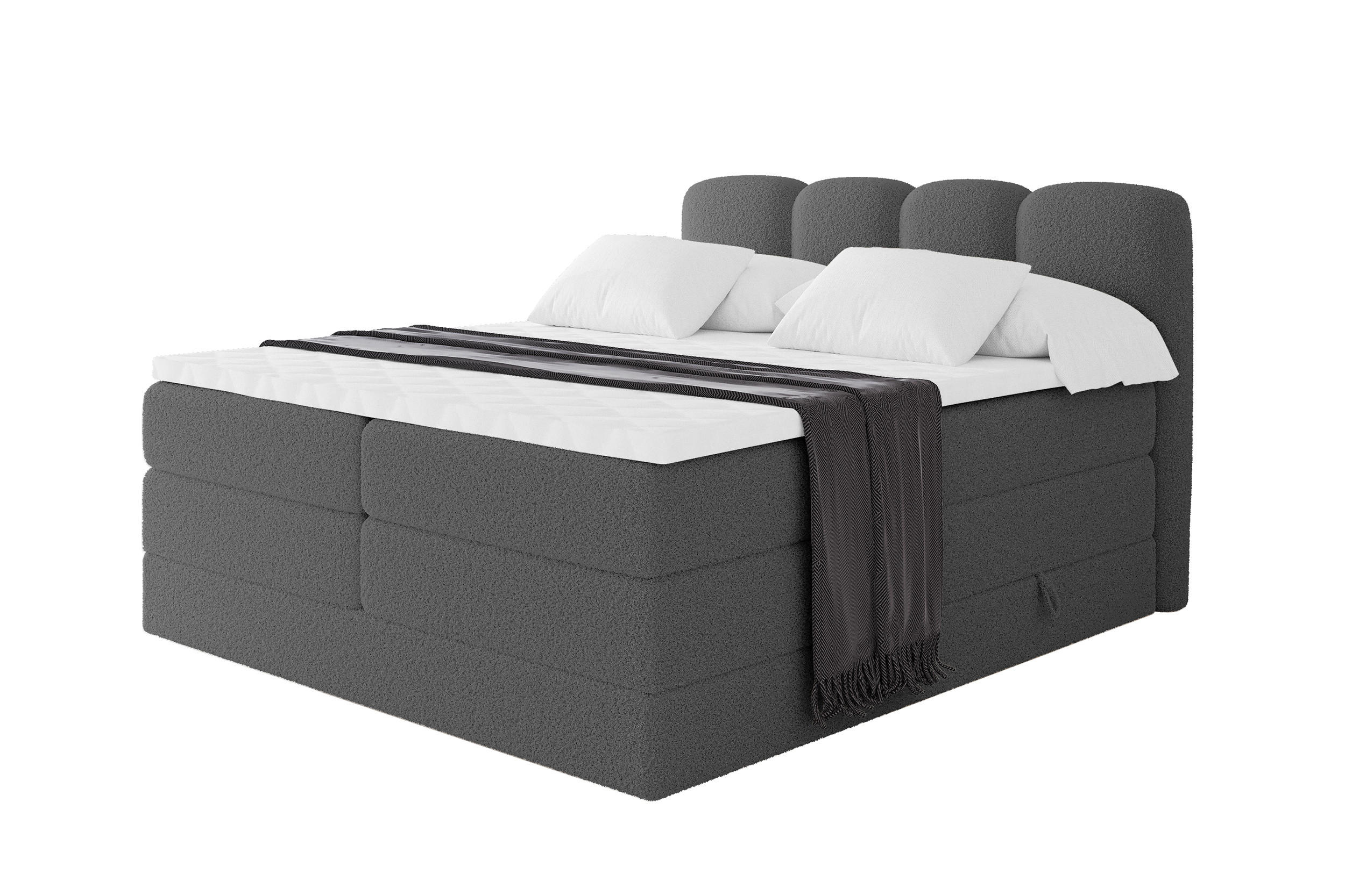 BOXSPRINGBETT mit Matratze H3/H4 - NINA KING - 120x200 cm Grau - Titanfarben, Holzwerkstoff (120/200cm) - ALTDECOR