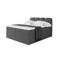BOXSPRINGBETT mit Matratze H3/H4 - NINA KING - 160x200 cm Grau - Titanfarben, Holzwerkstoff (160/200cm) - ALTDECOR