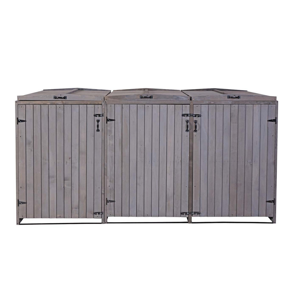 3ER-/6ER-MÜLLTONNENVERKLEIDUNG Anthrazit, Grau - Anthrazit/Grau, Holz (237/126/98cm) - MCW