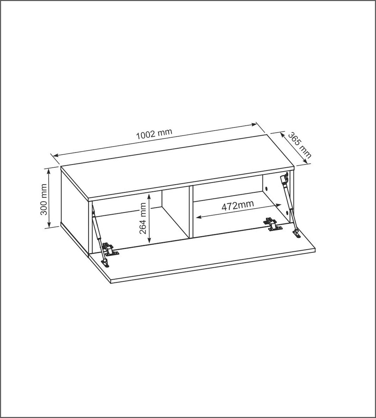 TV Hängeschrank 100 cm Schwarz 100x36,5x30cm - Schwarz, Holzwerkstoff (100/36.5/30cm) - Mobelsta