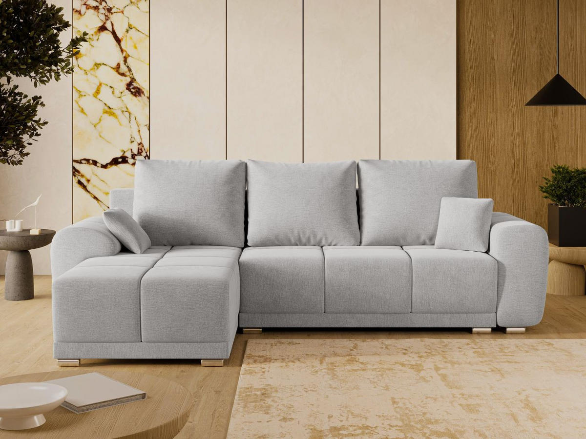 ECKSOFA Monti Grau Links - Silberfarben/Grau, Holz/Textil (188/290cm) - Graingold