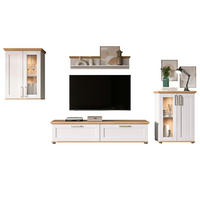 WOHNWAND 4-teilig weiß Lärche, Eiche Artisan 316 cm Landhaus, Schrankwand mit viel Stauraum - Silberfarben/Schwarz, Holzwerkstoff/Kunststoff (316/171/40cm) - Inn.Furn